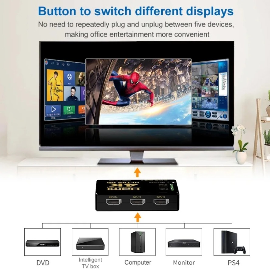 4K HDMI Switch 5 in 1 Out HDMI - Esports Gaming Hub review and price