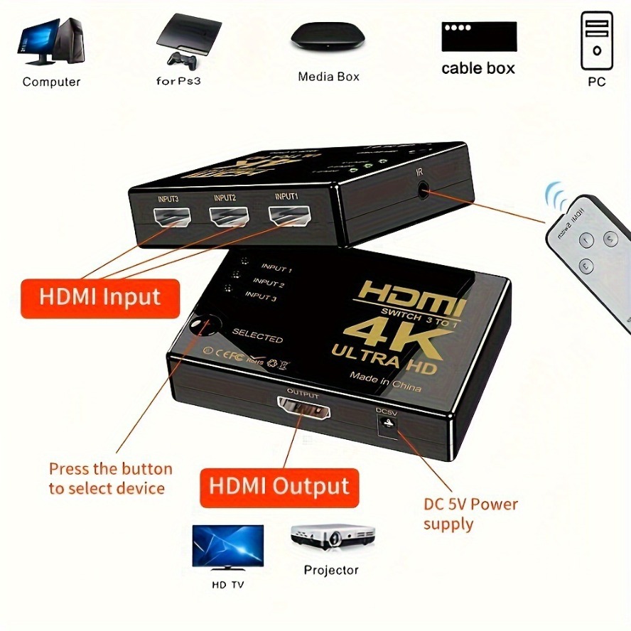 4K HDMI Switch 5 in 1 Out HDMI - Esports Gaming Hub review and price