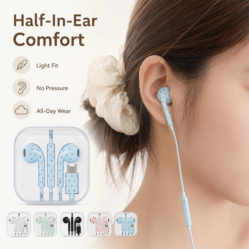 Cute Polka-dot Star Type C Ear - Esports Gaming Earbuds review and price
