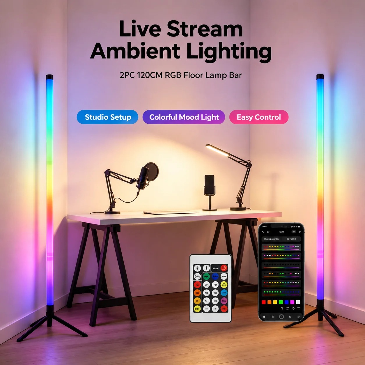 2PCS 120CM RGB Floor Lamp, Sou - Esports In Gaming review and price