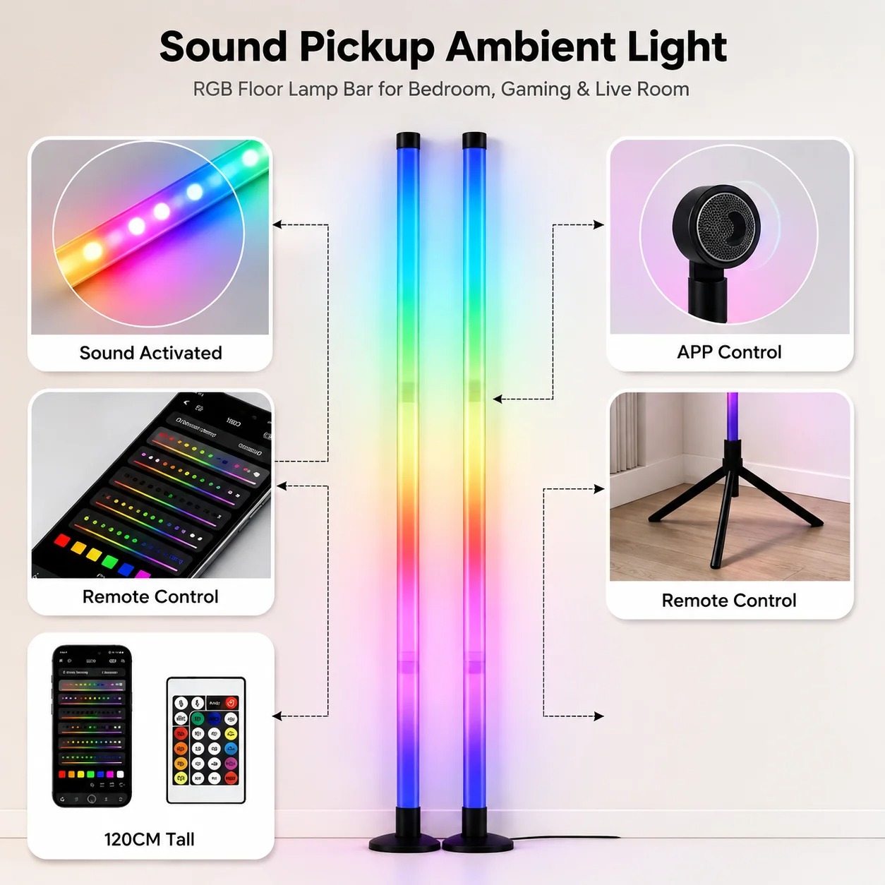 2PCS 120CM RGB Floor Lamp, Sou - Esports In Gaming review and price